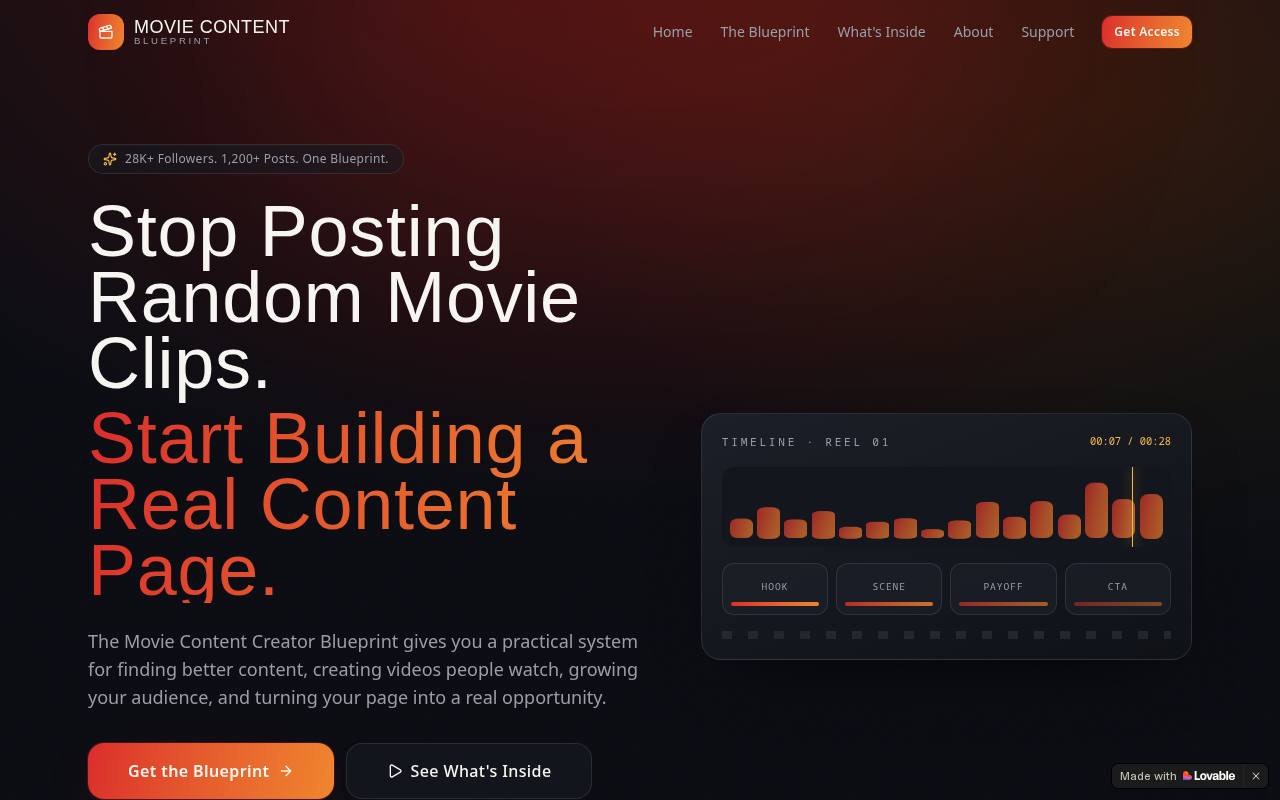 Movie Blueprint website preview