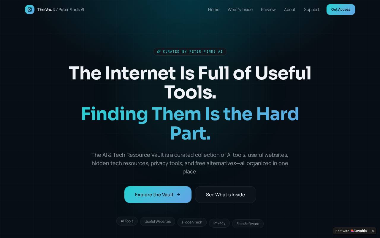 The Resource Vault website preview